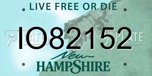 IO82152 New Hampshire License Plate
