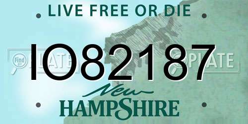 IO82187 New Hampshire License Plate