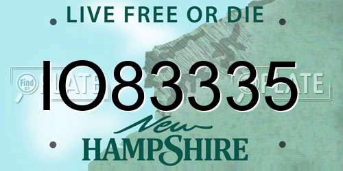 IO83335 New Hampshire License Plate
