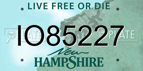 IO85227 New Hampshire License Plate