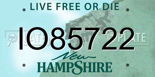 IO85722 New Hampshire License Plate