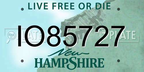 IO85727 New Hampshire License Plate