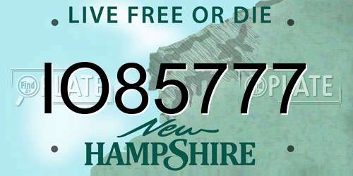 IO85777 New Hampshire License Plate