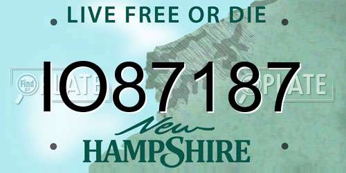 IO87187 New Hampshire License Plate