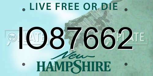 IO87662 New Hampshire License Plate