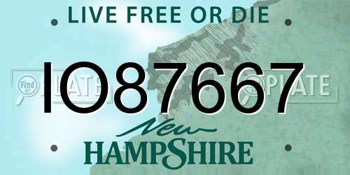 IO87667 New Hampshire License Plate