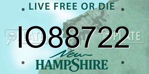 IO88722 New Hampshire License Plate