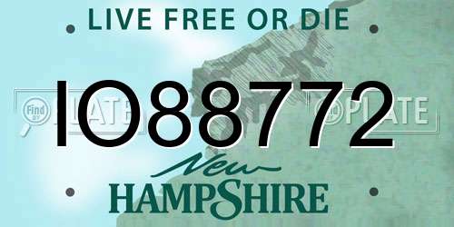 IO88772 New Hampshire License Plate