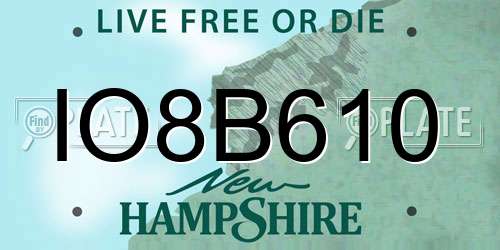 IO8B610 New Hampshire License Plate