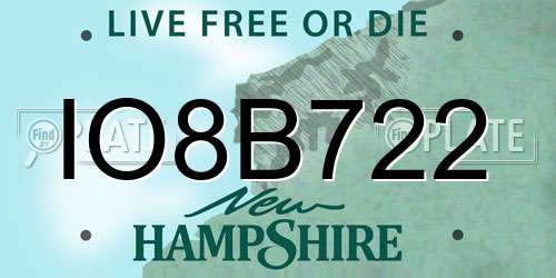 IO8B722 New Hampshire License Plate