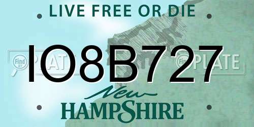 IO8B727 New Hampshire License Plate