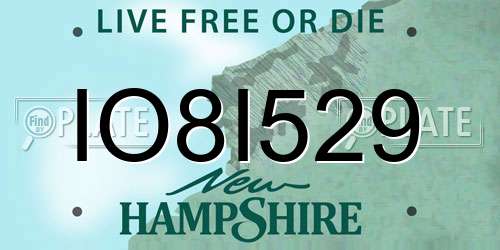 IO8I529 New Hampshire License Plate