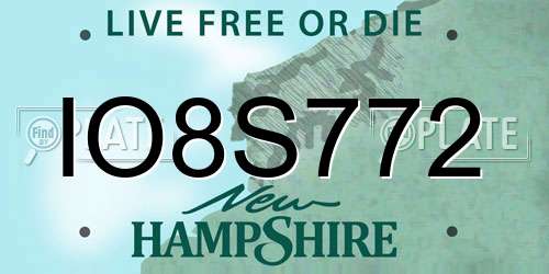IO8S772 New Hampshire License Plate
