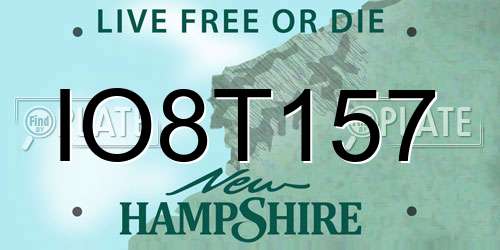 IO8T157 New Hampshire License Plate