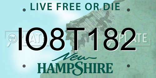 IO8T182 New Hampshire License Plate
