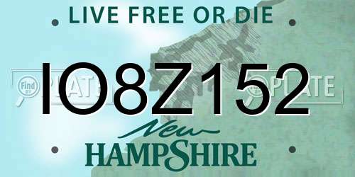 IO8Z152 New Hampshire License Plate
