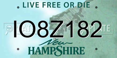 IO8Z182 New Hampshire License Plate