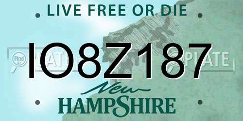 IO8Z187 New Hampshire License Plate