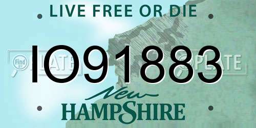 IO91883 New Hampshire License Plate