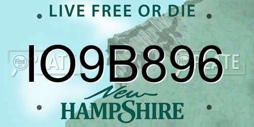 IO9B896 New Hampshire License Plate
