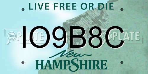 IO9B8C New Hampshire License Plate