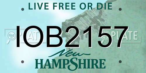 IOB2157 New Hampshire License Plate