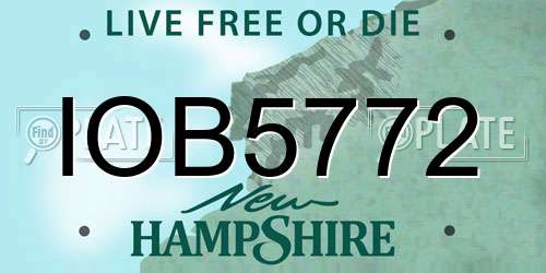 IOB5772 New Hampshire License Plate