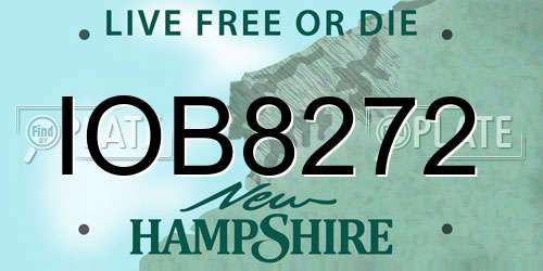 IOB8272 New Hampshire License Plate