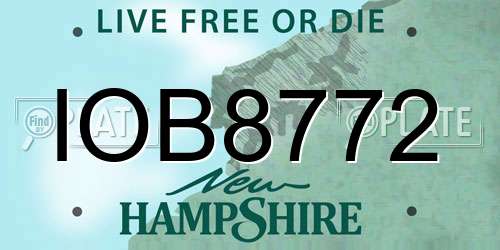 IOB8772 New Hampshire License Plate
