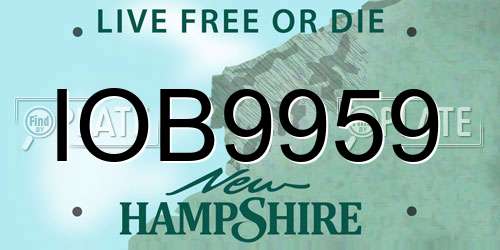 IOB9959 New Hampshire License Plate
