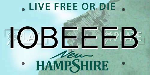IOBEEEB New Hampshire License Plate