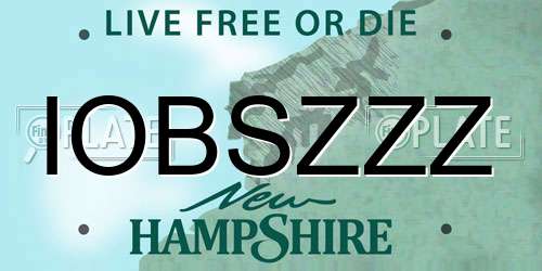 IOBSZZZ New Hampshire License Plate