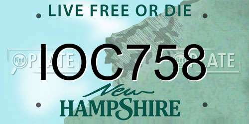 IOC758 New Hampshire License Plate