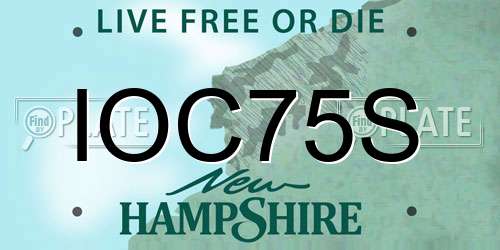 IOC75S New Hampshire License Plate