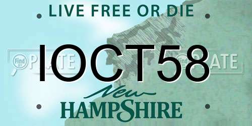 IOCT58 New Hampshire License Plate