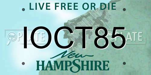 IOCT85 New Hampshire License Plate