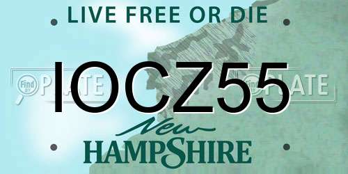 IOCZ55 New Hampshire License Plate