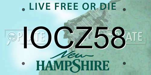 IOCZ58 New Hampshire License Plate