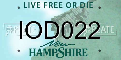 IOD022 New Hampshire License Plate