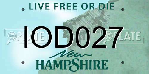 IOD027 New Hampshire License Plate