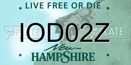 IOD02Z New Hampshire License Plate