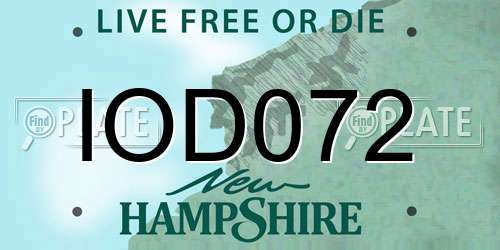 IOD072 New Hampshire License Plate