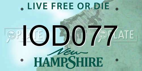 IOD077 New Hampshire License Plate