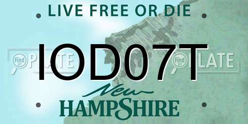 IOD07T New Hampshire License Plate