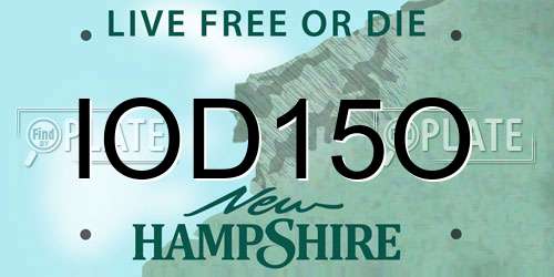 IOD15O New Hampshire License Plate