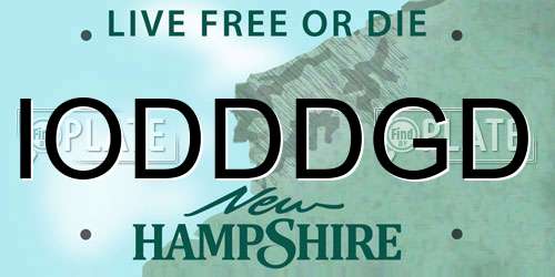 IODDDGD New Hampshire License Plate