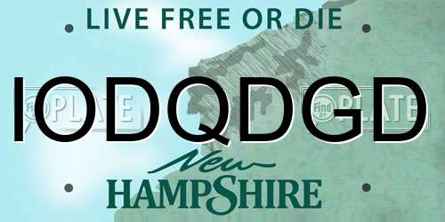 IODQDGD New Hampshire License Plate