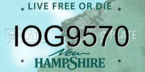 IOG9570 New Hampshire License Plate