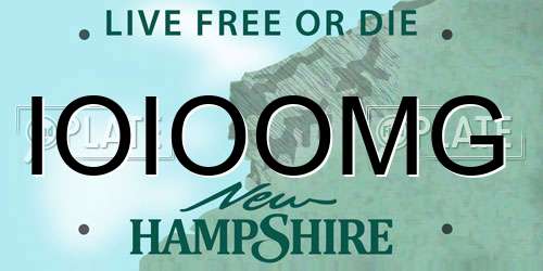 IOIOOMG New Hampshire License Plate