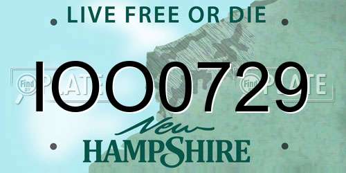 IOO0729 New Hampshire License Plate